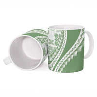 Green Hawaiian Quilt Pattern Ceramic Mug Mixed Polynesian Tribal Arty - Polynesian Pride