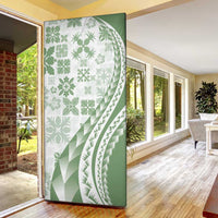 Green Hawaiian Quilt Pattern Door Cover Mixed Polynesian Tribal Arty - Polynesian Pride