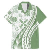 Green Hawaiian Quilt Pattern Family Matching Mermaid Dress and Hawaiian Shirt Mixed Polynesian Tribal Arty LT9 Dad's Shirt - Short Sleeve Green - Polynesian Pride