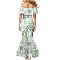 Green Hawaiian Quilt Pattern Family Matching Mermaid Dress and Hawaiian Shirt Mixed Polynesian Tribal Arty LT9 - Polynesian Pride
