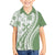 Green Hawaiian Quilt Pattern Family Matching Off Shoulder Short Dress and Hawaiian Shirt Mixed Polynesian Tribal Arty