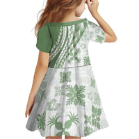 Green Hawaiian Quilt Pattern Family Matching Short Sleeve Bodycon Dress and Hawaiian Shirt Mixed Polynesian Tribal Arty LT9 - Polynesian Pride
