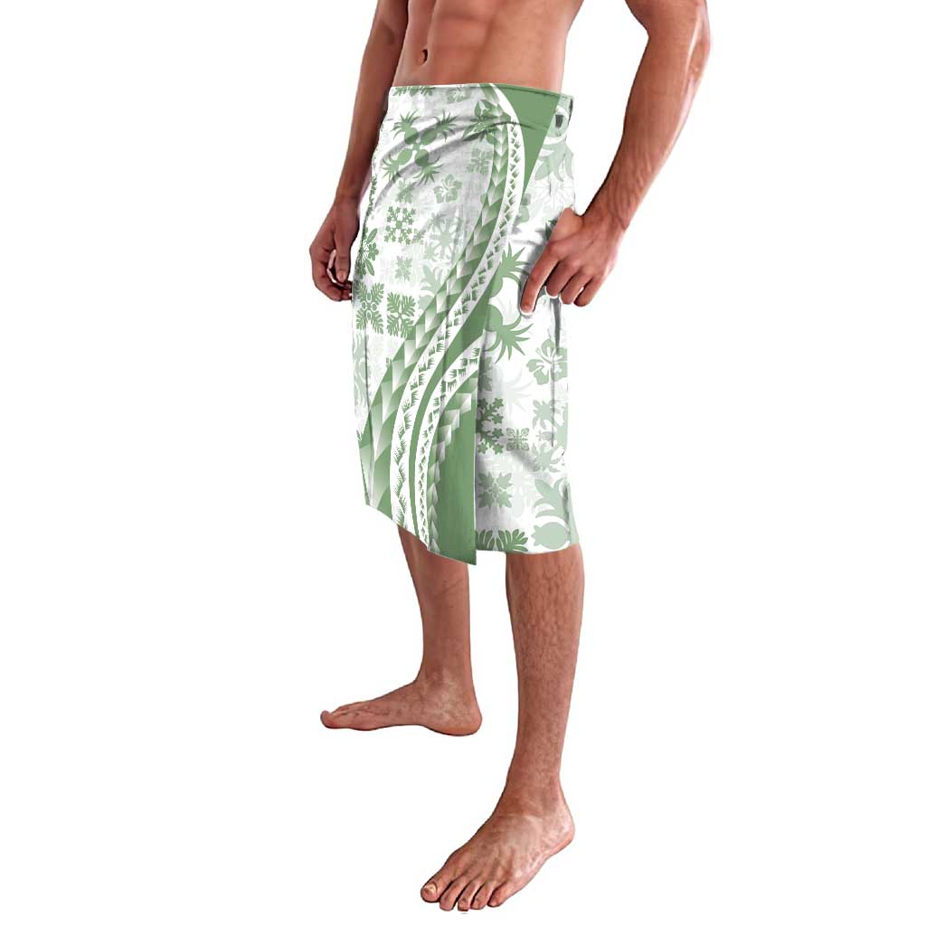 Green Hawaiian Quilt Pattern Lavalava Mixed Polynesian Tribal Arty