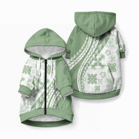 Green Hawaiian Quilt Pattern Pet Hoodie Mixed Polynesian Tribal Arty LT9 Zip-up Green - Polynesian Pride