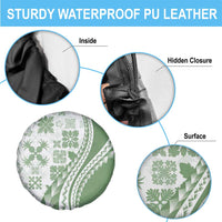 Green Hawaiian Quilt Pattern Spare Tire Cover Mixed Polynesian Tribal Arty