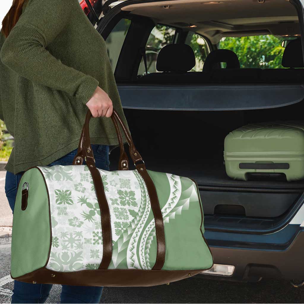 Green Hawaiian Quilt Pattern Travel Bag Mixed Polynesian Tribal Arty - Polynesian Pride