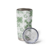 Green Hawaiian Quilt Pattern Tumbler Cup Mixed Polynesian Tribal Arty
