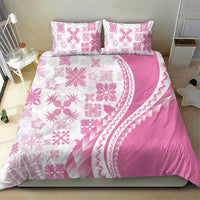 Pink Hawaiian Quilt Pattern Bedding Set Mixed Polynesian Tribal Arty