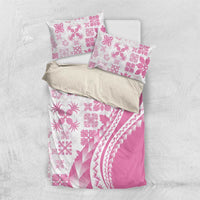 Pink Hawaiian Quilt Pattern Bedding Set Mixed Polynesian Tribal Arty