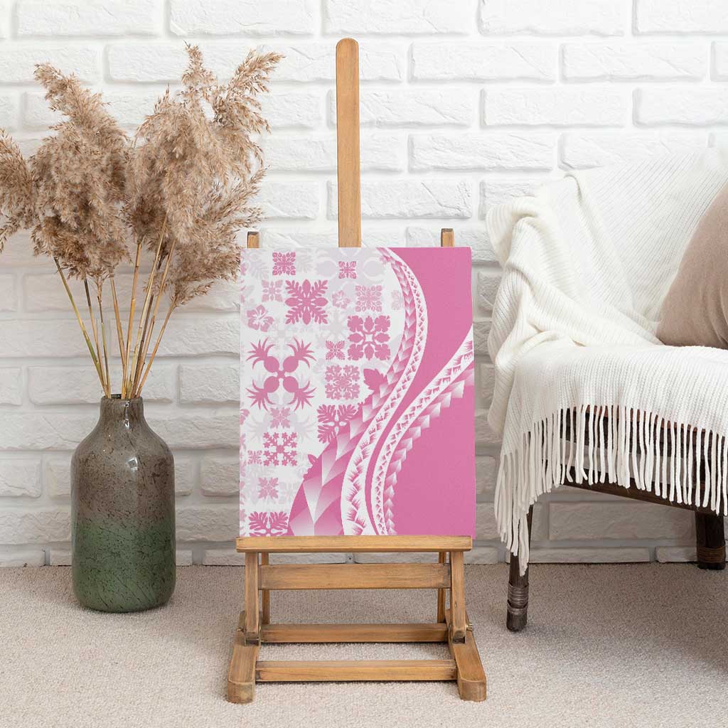 Pink Hawaiian Quilt Pattern Canvas Wall Art Mixed Polynesian Tribal Arty