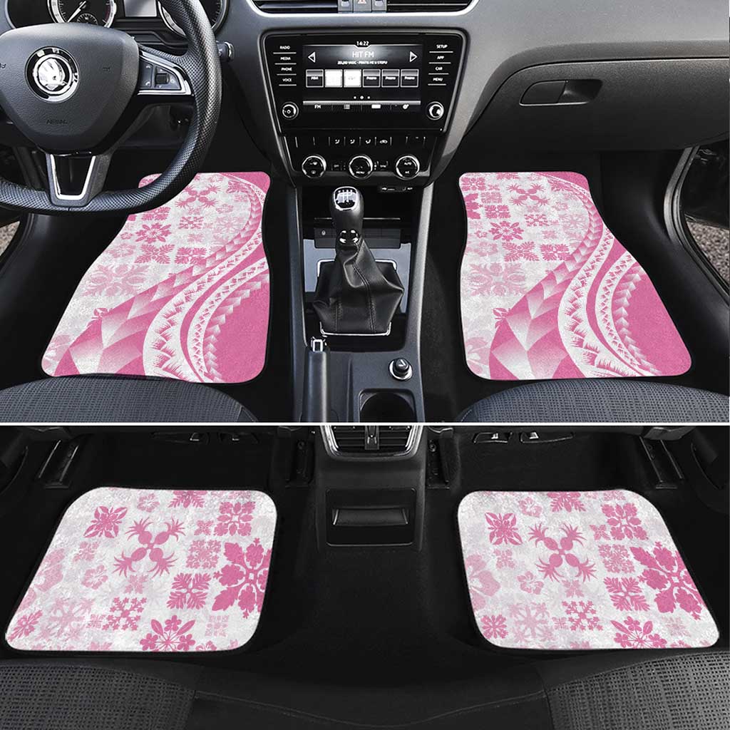 Pink Hawaiian Quilt Pattern Car Mats Mixed Polynesian Tribal Arty