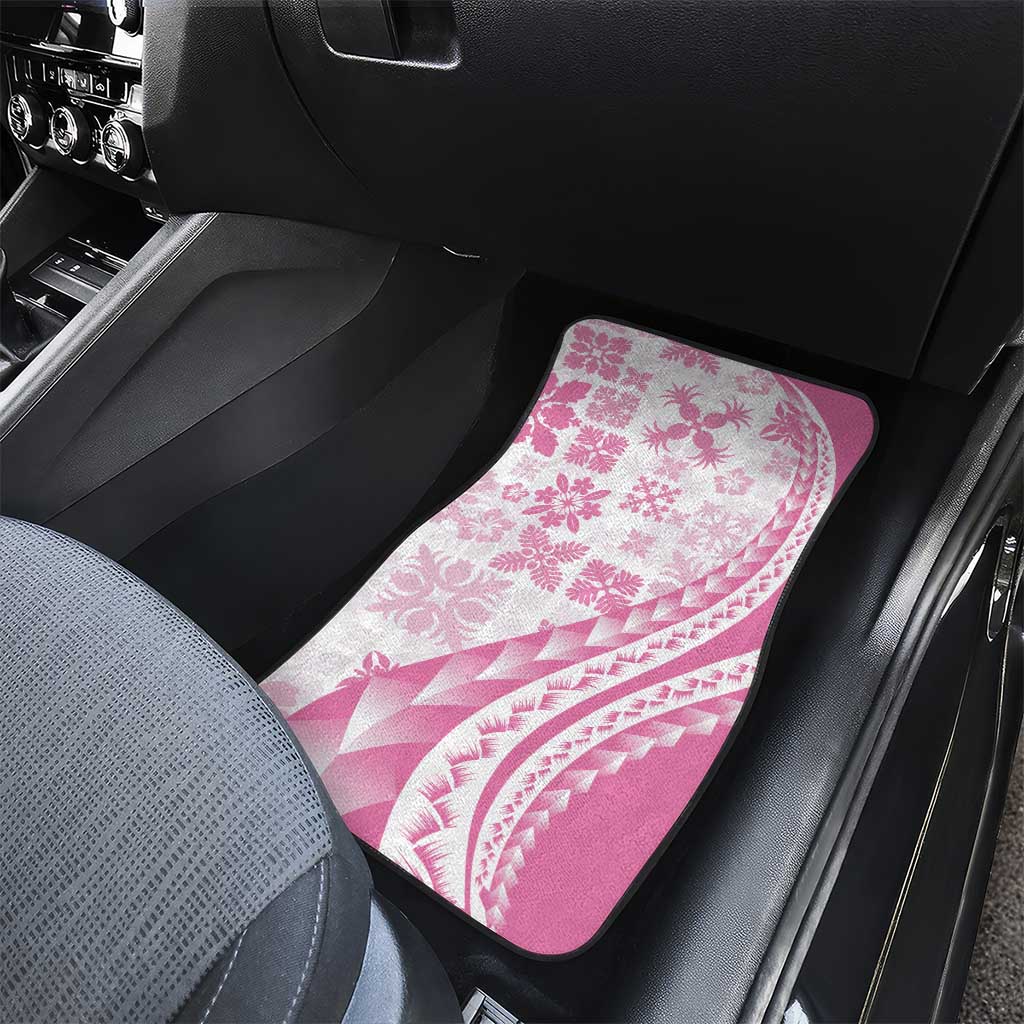 Pink Hawaiian Quilt Pattern Car Mats Mixed Polynesian Tribal Arty