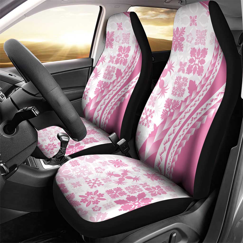 Pink Hawaiian Quilt Pattern Car Seat Cover Mixed Polynesian Tribal Arty