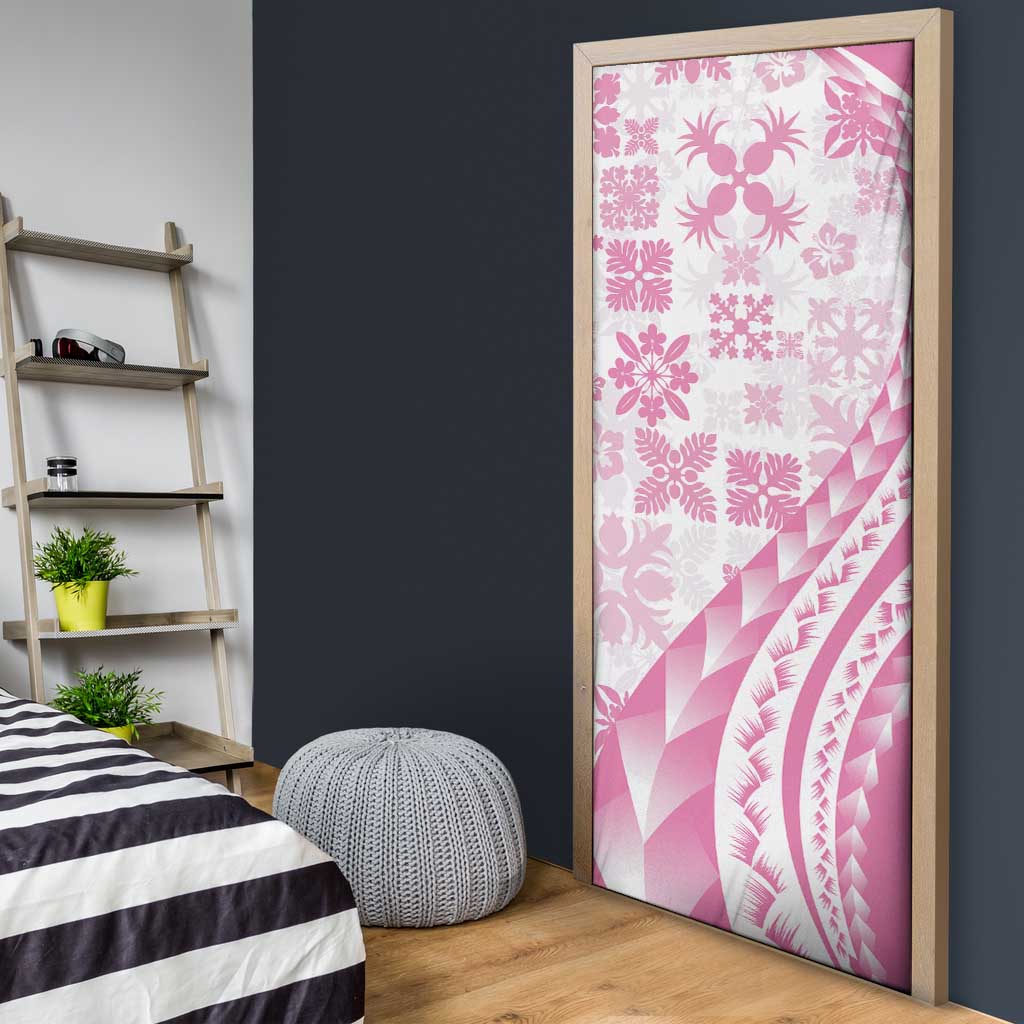 Pink Hawaiian Quilt Pattern Door Cover Mixed Polynesian Tribal Arty - Polynesian Pride
