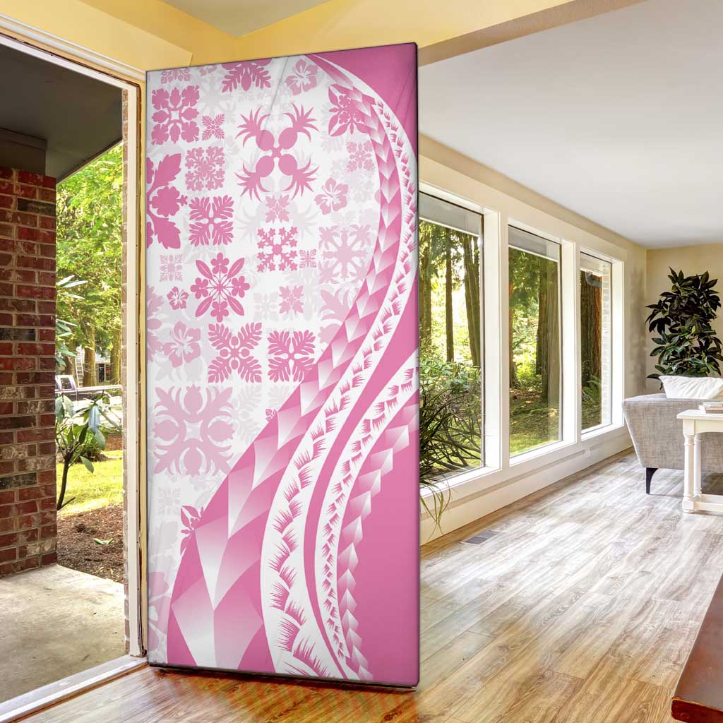 Pink Hawaiian Quilt Pattern Door Cover Mixed Polynesian Tribal Arty - Polynesian Pride