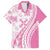 Pink Hawaiian Quilt Pattern Family Matching Long Sleeve Bodycon Dress and Hawaiian Shirt Mixed Polynesian Tribal Arty