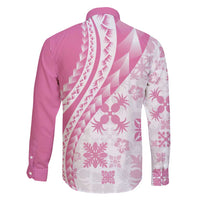 Pink Hawaiian Quilt Pattern Family Matching Mermaid Dress and Hawaiian Shirt Mixed Polynesian Tribal Arty