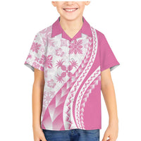 Pink Hawaiian Quilt Pattern Family Matching Mermaid Dress and Hawaiian Shirt Mixed Polynesian Tribal Arty