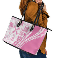 Pink Hawaiian Quilt Pattern Leather Tote Bag Mixed Polynesian Tribal Arty LT9 - Polynesian Pride