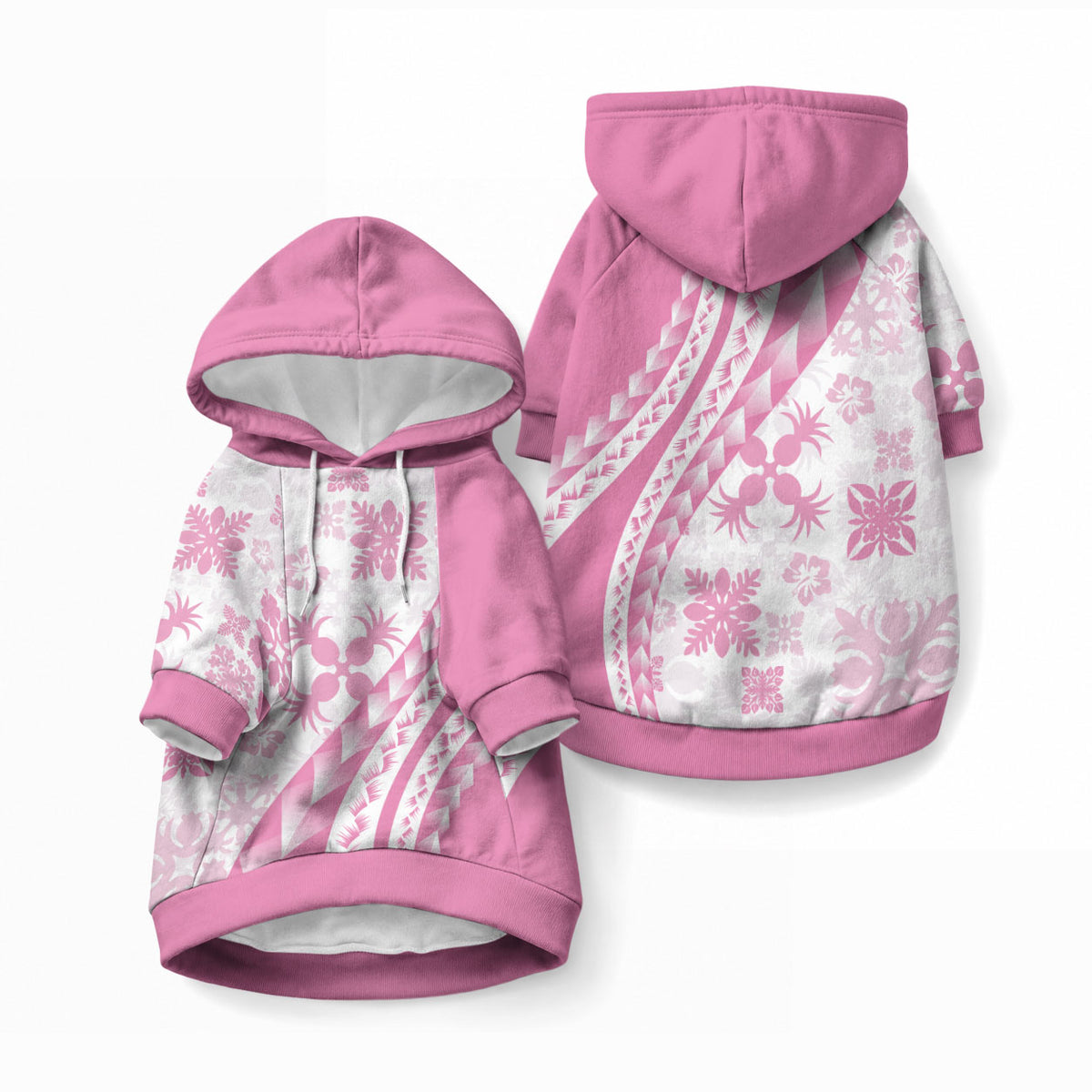 Pink Hawaiian Quilt Pattern Pet Hoodie Mixed Polynesian Tribal Arty LT9 Pullover Pink - Polynesian Pride