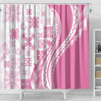 Pink Hawaiian Quilt Pattern Shower Curtain Mixed Polynesian Tribal Arty