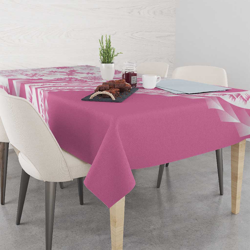 Pink Hawaiian Quilt Pattern Tablecloth Mixed Polynesian Tribal Arty