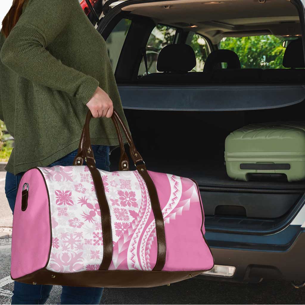 Pink Hawaiian Quilt Pattern Travel Bag Mixed Polynesian Tribal Arty - Polynesian Pride
