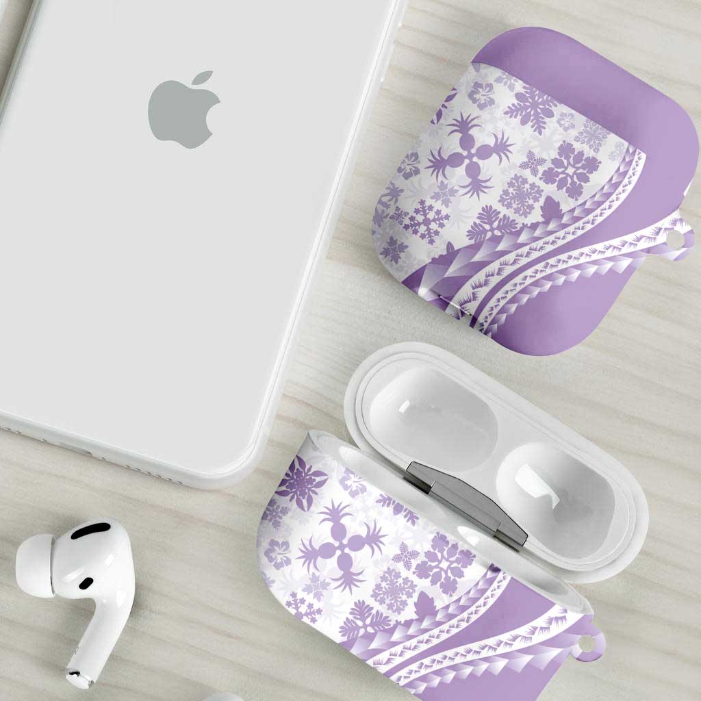 Purple Hawaiian Quilt Pattern AirPods Case Mixed Polynesian Tribal Arty - Polynesian Pride