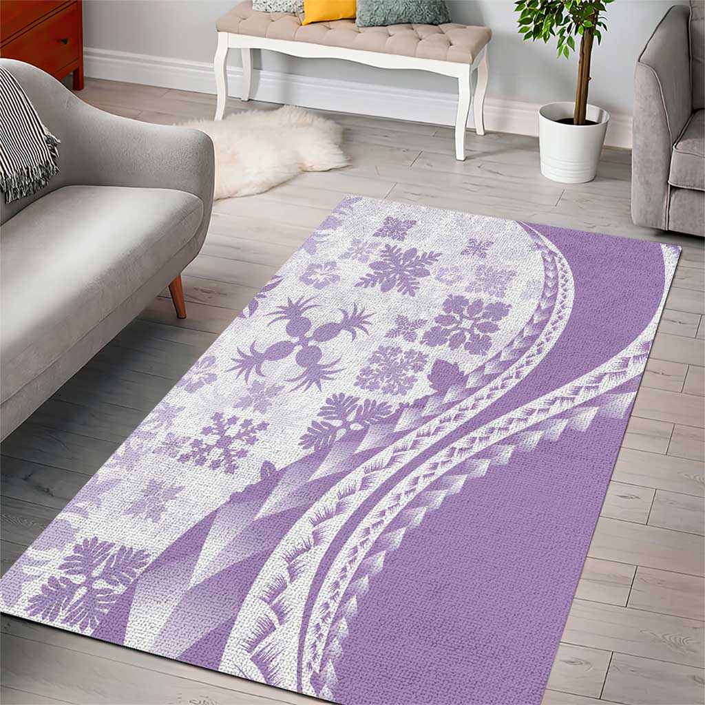 Purple Hawaiian Quilt Pattern Area Rug Mixed Polynesian Tribal Arty