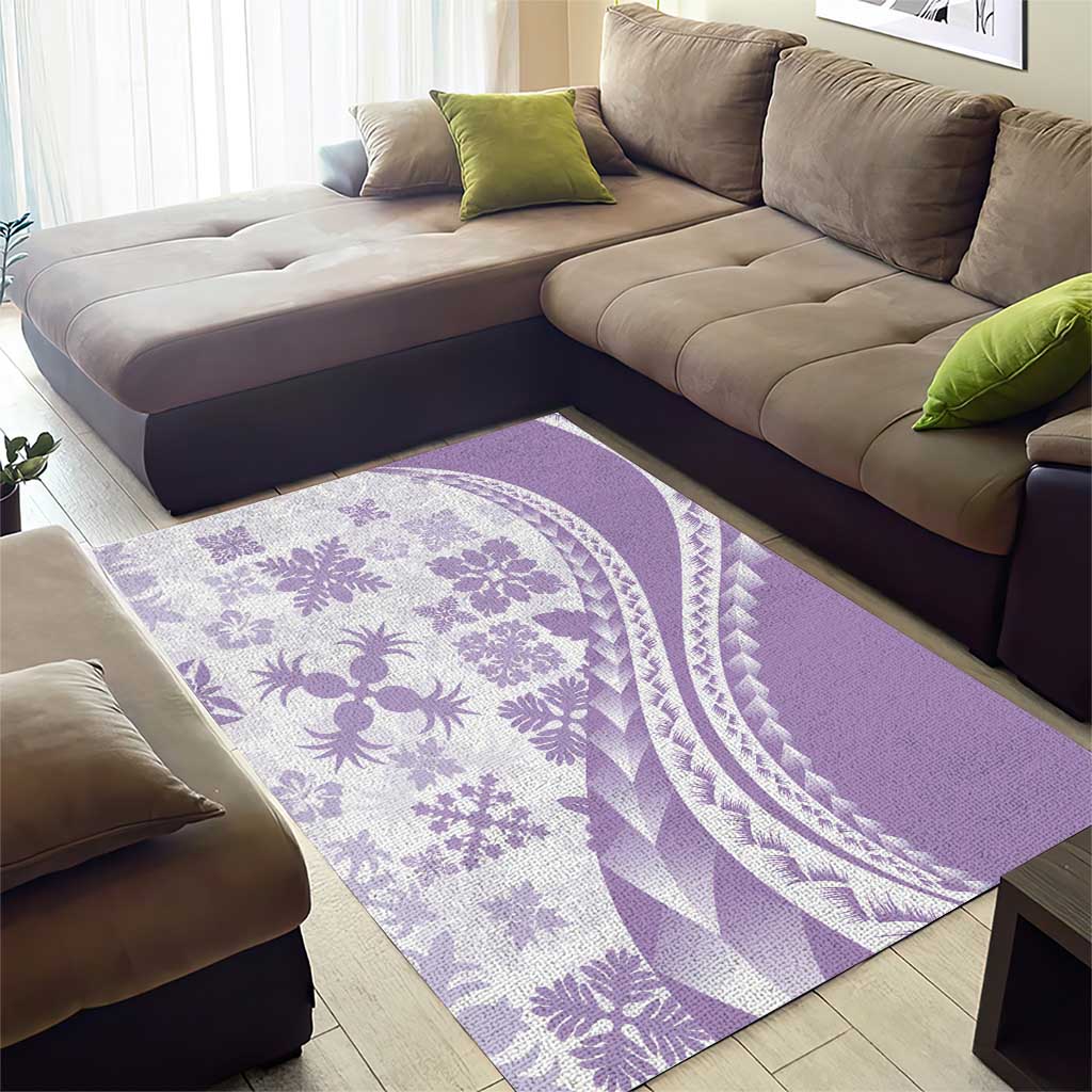 Purple Hawaiian Quilt Pattern Area Rug Mixed Polynesian Tribal Arty
