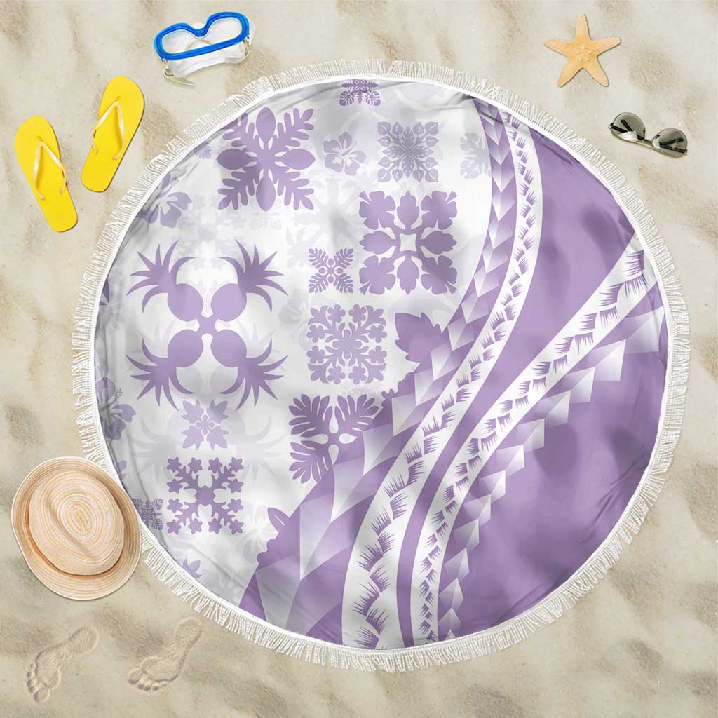 Purple Hawaiian Quilt Pattern Beach Blanket Mixed Polynesian Tribal Arty