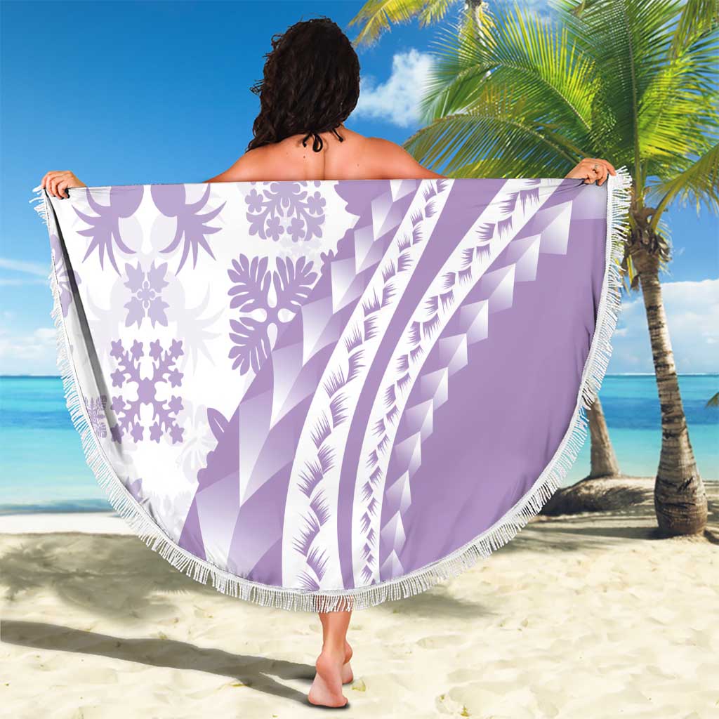 Purple Hawaiian Quilt Pattern Beach Blanket Mixed Polynesian Tribal Arty