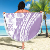 Purple Hawaiian Quilt Pattern Beach Blanket Mixed Polynesian Tribal Arty