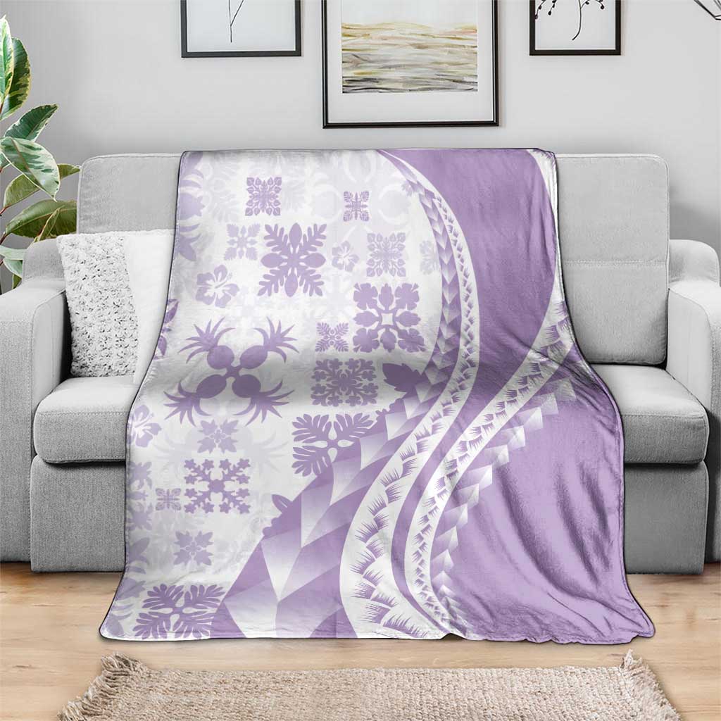 Purple Hawaiian Quilt Pattern Blanket Mixed Polynesian Tribal Arty