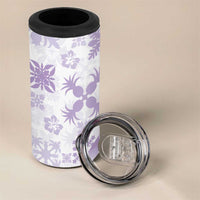 Purple Hawaiian Quilt Pattern 4 in 1 Can Cooler Tumbler Mixed Polynesian Tribal Arty