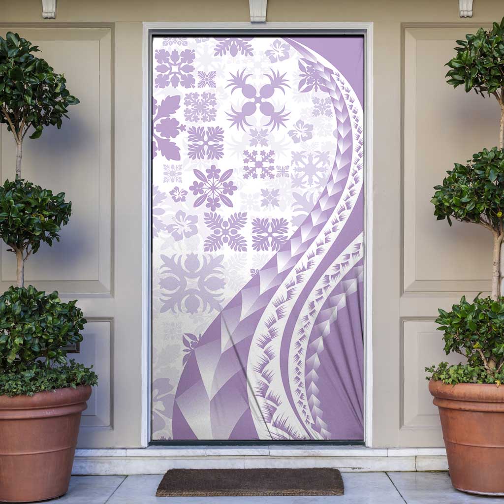 Purple Hawaiian Quilt Pattern Door Cover Mixed Polynesian Tribal Arty - Polynesian Pride