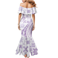 Purple Hawaiian Quilt Pattern Family Matching Mermaid Dress and Hawaiian Shirt Mixed Polynesian Tribal Arty LT9 - Polynesian Pride