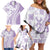 Purple Hawaiian Quilt Pattern Family Matching Off Shoulder Short Dress and Hawaiian Shirt Mixed Polynesian Tribal Arty