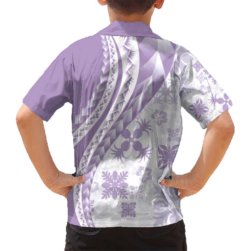 Purple Hawaiian Quilt Pattern Family Matching Short Sleeve Bodycon Dress and Hawaiian Shirt Mixed Polynesian Tribal Arty LT9 - Polynesian Pride