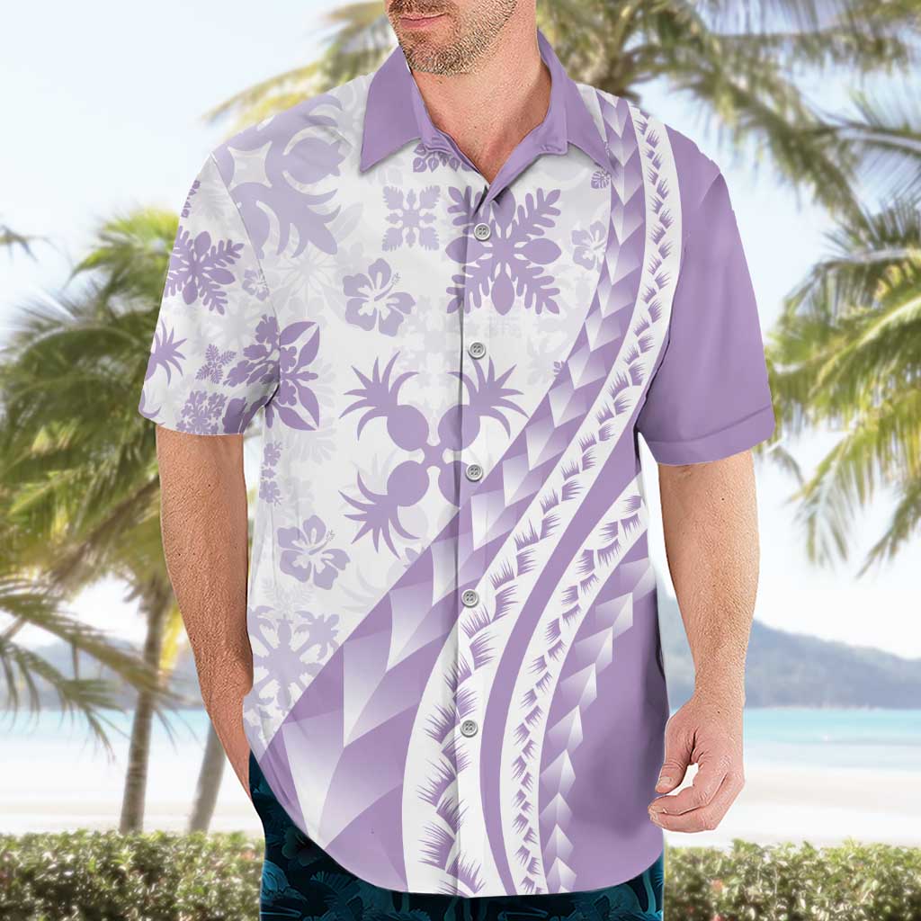 Purple Hawaiian Quilt Pattern Hawaiian Shirt Mixed Polynesian Tribal Arty