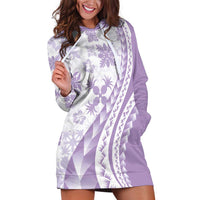 Purple Hawaiian Quilt Pattern Hoodie Dress Mixed Polynesian Tribal Arty
