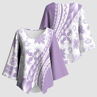Purple Hawaiian Quilt Pattern Kimono Sleeve Blouse Mixed Polynesian Tribal Arty - Polynesian Pride