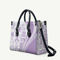 Purple Hawaiian Quilt Pattern Leather Bag Mixed Polynesian Tribal Arty - Polynesian Pride