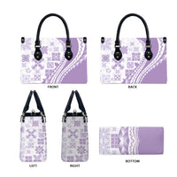 Purple Hawaiian Quilt Pattern Leather Bag Mixed Polynesian Tribal Arty - Polynesian Pride
