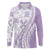 Purple Hawaiian Quilt Pattern Long Sleeve Polo Shirt Mixed Polynesian Tribal Arty