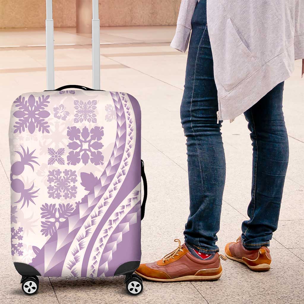 Purple Hawaiian Quilt Pattern Luggage Cover Mixed Polynesian Tribal Arty
