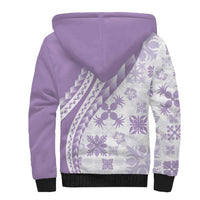 Purple Hawaiian Quilt Pattern Sherpa Hoodie Mixed Polynesian Tribal Arty