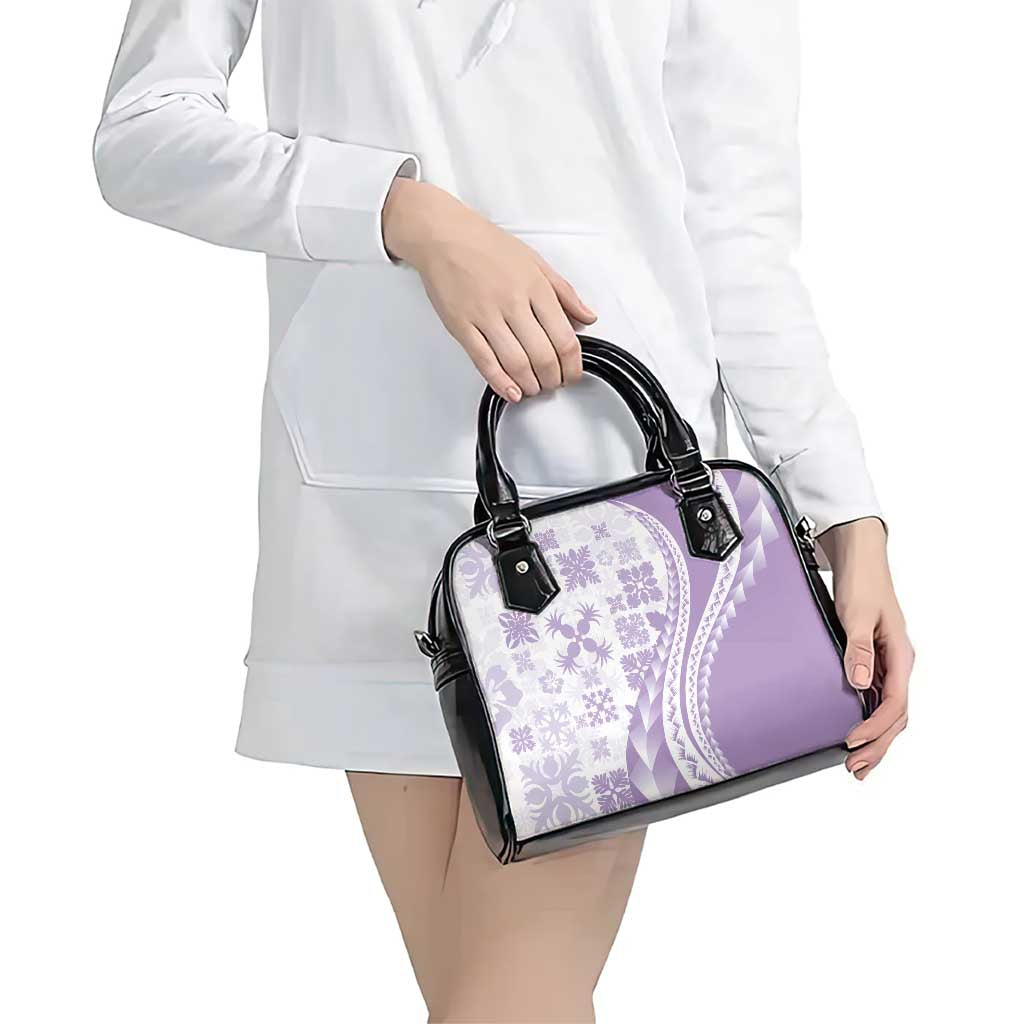 Purple Hawaiian Quilt Pattern Shoulder Handbag Mixed Polynesian Tribal Arty