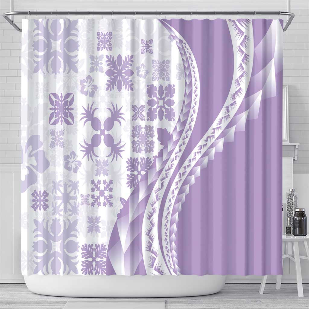 Purple Hawaiian Quilt Pattern Shower Curtain Mixed Polynesian Tribal Arty