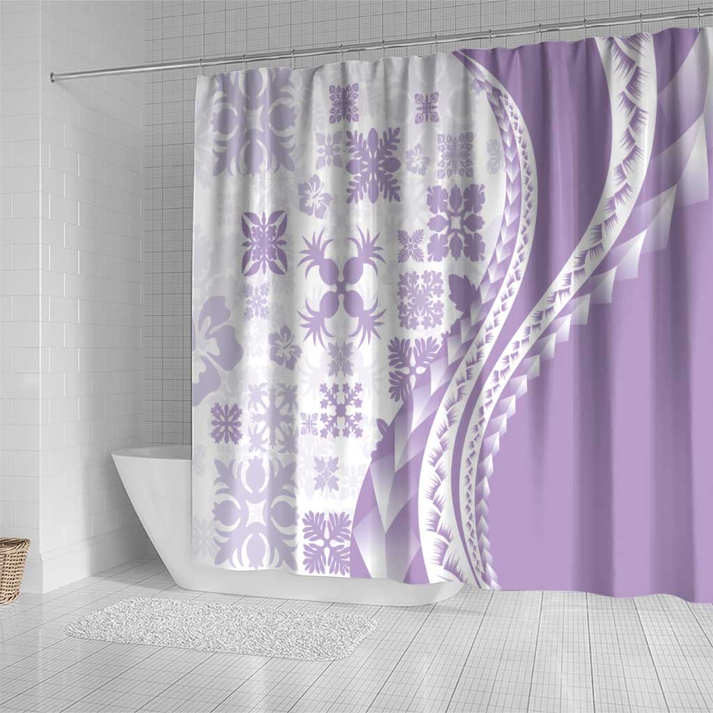 Purple Hawaiian Quilt Pattern Shower Curtain Mixed Polynesian Tribal Arty